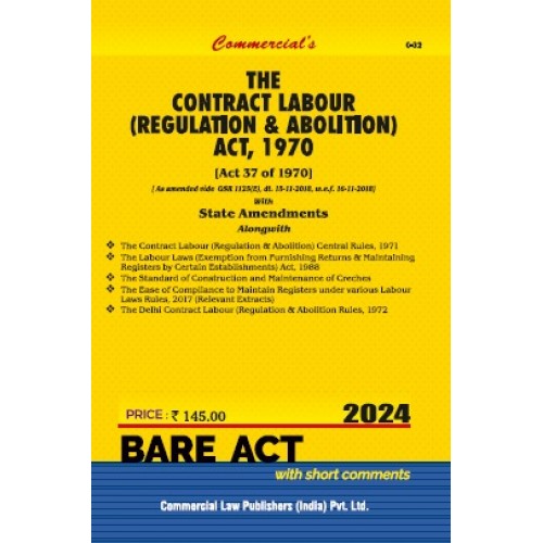 Commercial Law Publisher's The Contract Labour (Regulations & Abolition) Act, 1970 Bare Act 2024